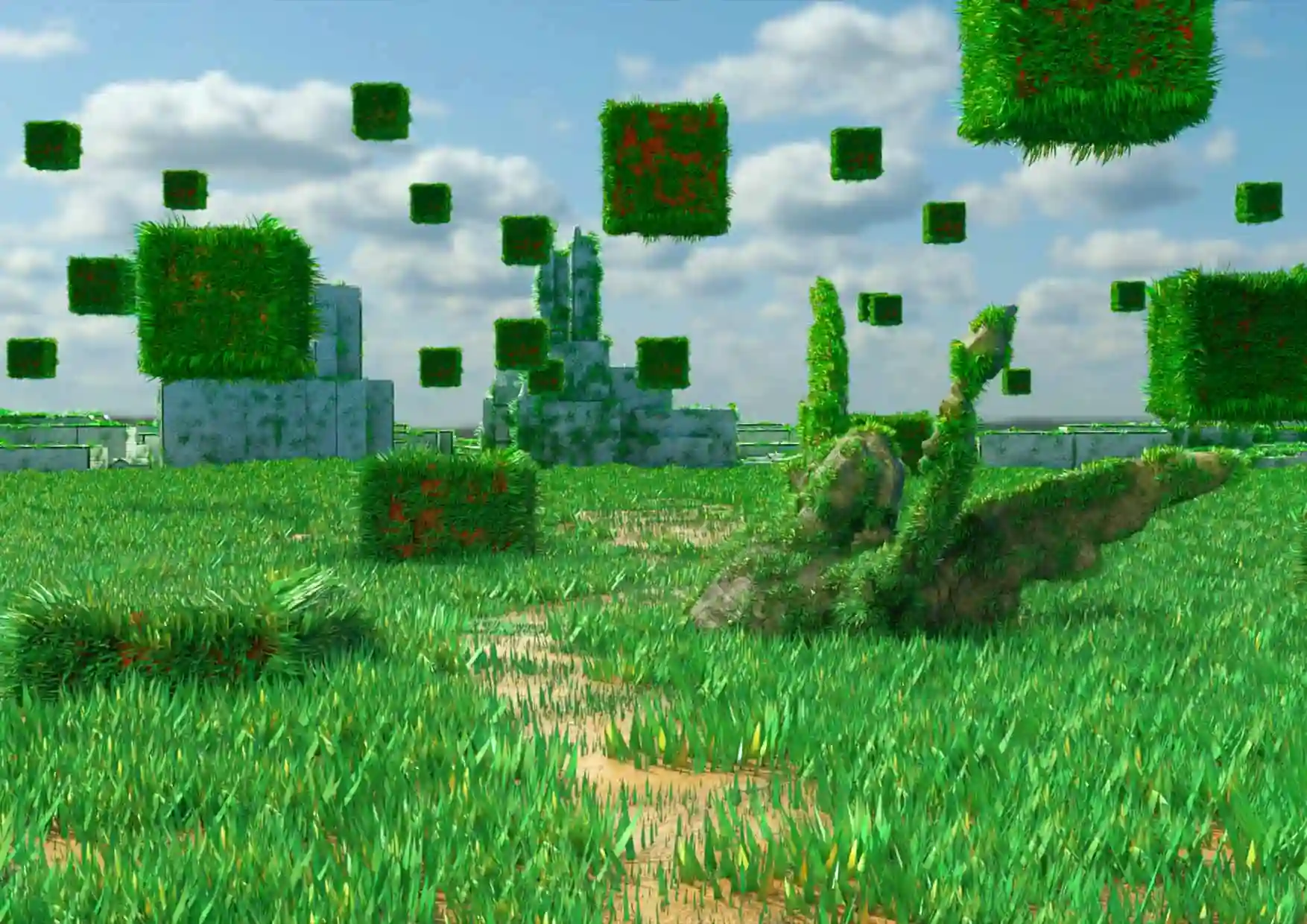 Grass cube — 3D render