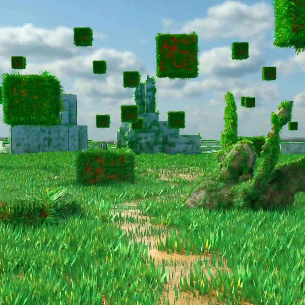 Grass cube — 3D render